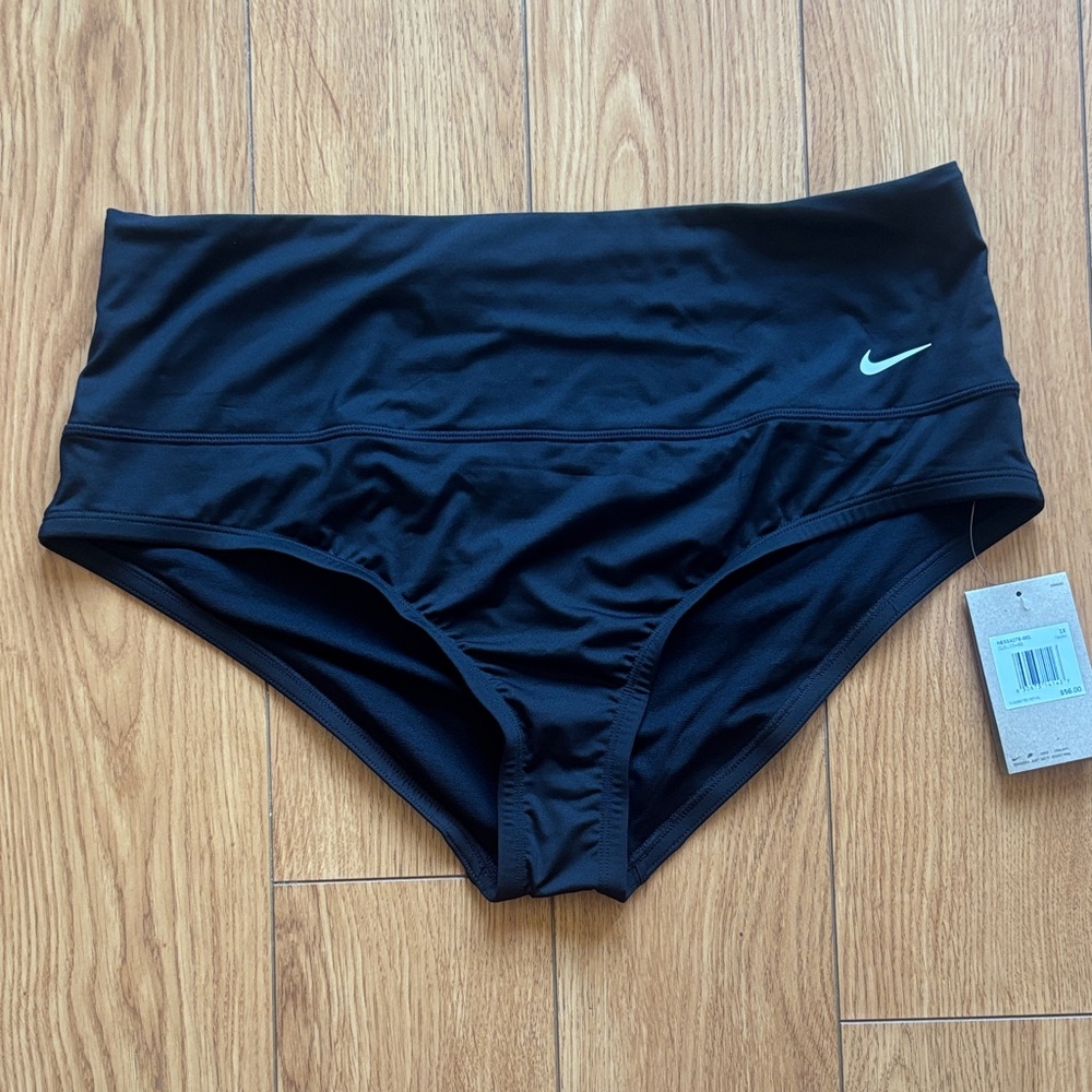 Nike Black High-Rise Bikini Bottoms with Back Pocket